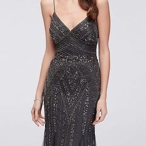 marina embellished v neck gown
